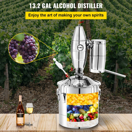 VEVOR Distilleerder 50 L Multifunctionele Water Distilleer Moonshine Still Distiller Afmetingen Gistingstank 35x 35 cm Kan Worden