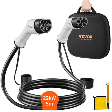 VEVOR Laadkabel Type 2 laadkabel voor elektrische auto's en hybrides 22kw 5m kabellengte 3-fase 380V