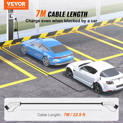 VEVOR Type 2 laadkabel voor elektrische auto's en hybrides 22kw 7m kabellengte 3-fase 380V