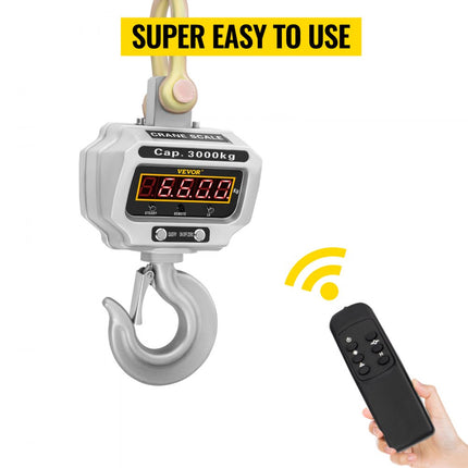 OCS-T 3000kg Heavy Duty digitale kraanweegschaal Hangweegschaal met LCD-scherm