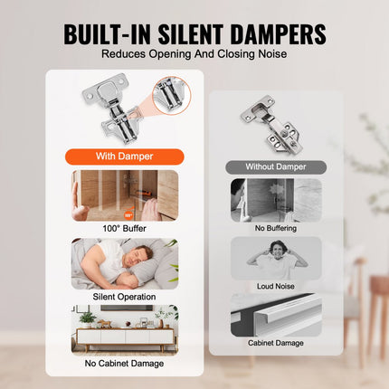 VEVOR kastdeurscharnieren 60 stuks. Meubelscharnieren, scharnierdemping 85x62x30mm