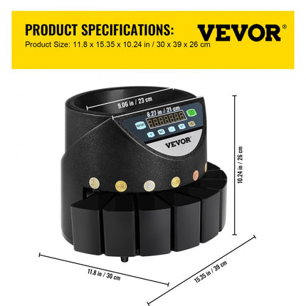 VEVOR Auto-Euro Munt Sorter Teller Machine Voor Tellen Munten 220 Munten/Minuten
