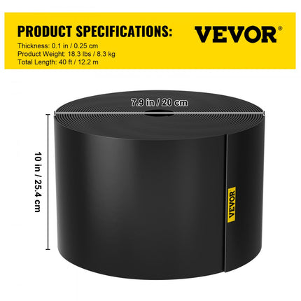 VEVOR Bedrand 4' x 10' Gazonrand Gerecycled HDPE Patio Board Flexibele gazonrand voor landschapsarchitectuur Gazon Tuin Tuin Anti-indringend onkruid Zwart