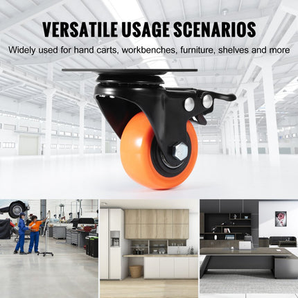 VEVOR meubelwielen set van 4 zwenkwielen PVC φ50,8 mm wielen 272 kg draagvermogen transportwielen met dubbele kogellagers bakwielen 360° draaibaar zware wielen voor woningen kantoren studio's fabrieken