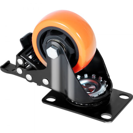 VEVOR meubelwielen set van 4 zwenkwielen PVC φ76,2 mm wielen 454 kg draagvermogen transportwielen met A/B-rem bakwielen 360° draaibaar zware wielen voor huizen kantoren studio's fabrieken