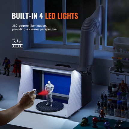 VEVOR airbrush-spuitcabine-kit 405 x 330 x 355 m, draagbaar airbrush-afzuigsysteem, airbrush-spuitcabine-afzuigsysteem 5,2 m³/min met dubbele ventilatoren voor het maken van airbrush-modellen, schilderwerkzaamheden, enz.