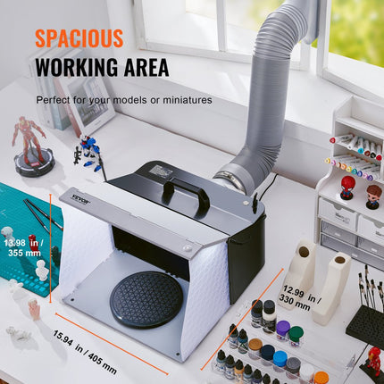 VEVOR airbrush-spuitcabine-kit 405 x 330 x 355 m, draagbaar airbrush-afzuigsysteem, airbrush-spuitcabine-afzuigsysteem 5,2 m³/min met dubbele ventilatoren voor het maken van airbrush-modellen, schilderwerkzaamheden, enz.