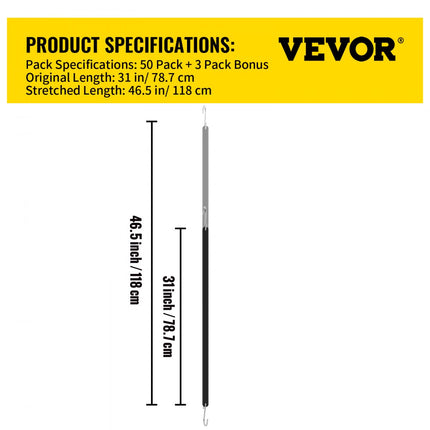 VEVOR Bagage Elastische Expander Haak Max.25kg Spanning Rubber Expander Lus 79-118cm