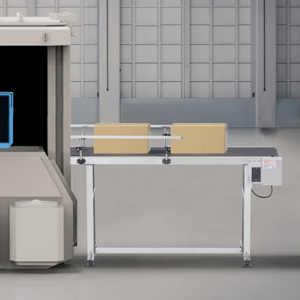 VEVOR transportband 1498,6 x 398,8 mm transporttafel gemotoriseerde transportband voor inkjetcoderingstoepassingen aangedreven PVC-band antistatisch instelbare snelheid (dubbele leuning)