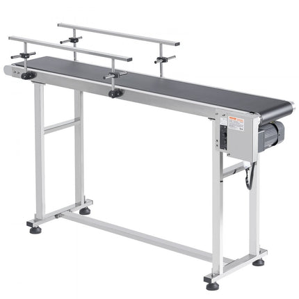 VEVOR transportband 1498,6 x 398,8 mm transporttafel gemotoriseerde transportband voor inkjetcoderingstoepassingen aangedreven PVC-band antistatisch instelbare snelheid (dubbele leuning)