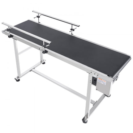 VEVOR transportband 1498,6 x 398,8 mm transporttafel gemotoriseerde transportband voor inkjetcoderingstoepassingen aangedreven PVC-band antistatisch instelbare snelheid (dubbele leuning)