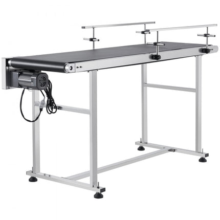VEVOR transportband 1498,6 x 398,8 mm transporttafel gemotoriseerde transportband voor inkjetcoderingstoepassingen aangedreven PVC-band antistatisch instelbare snelheid (dubbele leuning)