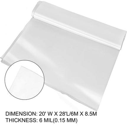 VEVOR Broeikas Folie, 20 x 28 ft. Folietunnel, Polyethyleen Tomatenkas Folie, 6 mil Dikte Kweekbed Afdekking Tuinfolie, UV-Bestendig Tunnelfolie, Superieure Sterkte Taaiheid Serreplastiek Tunnelfolie