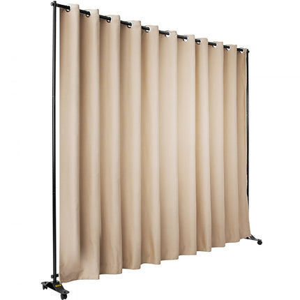 VEVOR Gordijn Verdeler Stand, 8 x 10 ft Vrijstaande Scheidingswand met 4 Wielen, Aluminium Frame, Cerduisteringsgordijn Oxford Tas, Uitbreidbare Partitie Privacyscherm voor Kantoor Conferentie, Beige