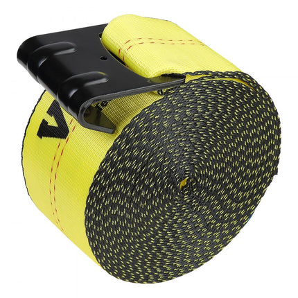 VEVOR Lierriemen 96 x 94 mm 2,7T Draagvermogen 8,2T Breeksterkte Vrachtwagenriemen met platte haak Flatbed-sjorriemen Lastcontrole voor aanhangwagens Boerderijen Reddingen Boombeschermers Geel (4 stuks)