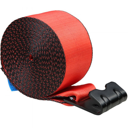 VEVOR Lierriemen, 4" x 30', 6000 lbs laadvermogen, 18000 lbs breeksterkte, vrachtwagenriemen met platte haak, lastcontrole voor aanhangwagens, boerderijen, reddingsacties, boombeschermers, rood (10 stuks)