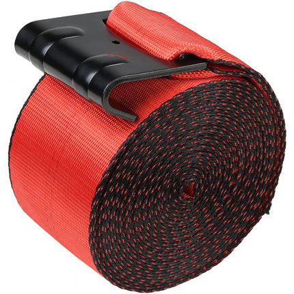 VEVOR Lierriemen, 4" x 30', 6000 lbs laadvermogen, 18000 lbs breeksterkte, vrachtwagenriemen met platte haak, lastcontrole voor aanhangwagens, boerderijen, reddingsacties, boombeschermers, rood (10 stuks)