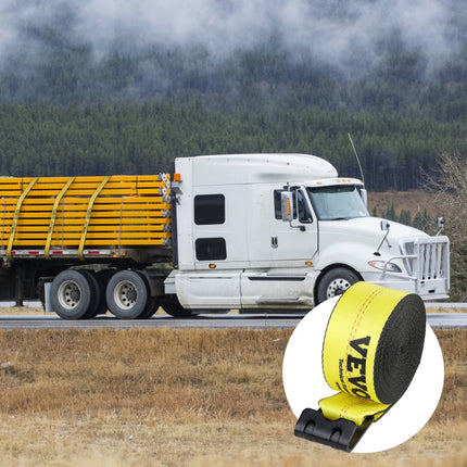 VEVOR Lierriemen, 4" x 40', 6000 lbs laadvermogen, 18000 lbs breeksterkte, vrachtwagenriemen met platte haak, lastcontrole voor aanhangwagens, boerderijen, reddingsacties, boombeschermers, geel (10 stuks)