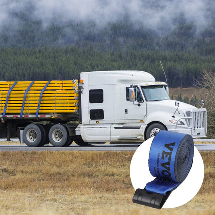 VEVOR Lierriemen, 4" x 30', 6000 lbs laadvermogen, 18000 lbs breeksterkte, vrachtwagenriemen met platte haak, voor aanhangwagens, boerderijen, reddingen, boombeschermers, blauw (10 stuks)