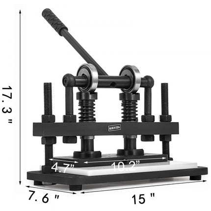 VEVOR lederen ponsmachine, handmatige lederen snijmachine, lederen embossingmachine, 36 x 25 x 47 cm, stalen ponsmachine, 1,5 ton druk, maximale drukslag 10 mm, handmatige embossingpers, lederen cutter