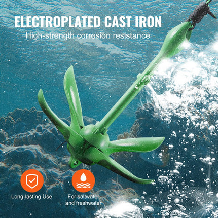 VEVOR Kajakankerset, 3,5 lbs paddleboard-ankerset met 8 m touw en boei, opvouwbaar anker voor kleine boten met opbergtas en karabijnhaak, kajakaccessoires voor kajaks, kleine boten, kano's