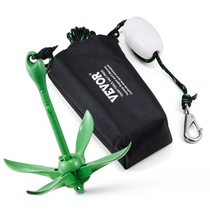 VEVOR Kajakankerset, 3,5 lbs paddleboard-ankerset met 8 m touw en boei, opvouwbaar anker voor kleine boten met opbergtas en karabijnhaak, kajakaccessoires voor kajaks, kleine boten, kano's