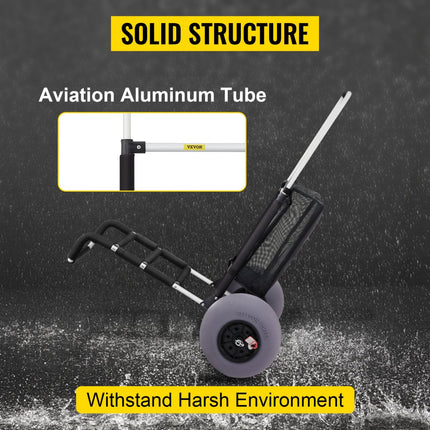 VEVOR Handwagen Opvouwbare strandwagen Transportwagen 84 tot 131 cm Verstelbaar 58,4 x 38,1 cm Laadruimte Tuinwagen Strandwagen 75 kg Belastbaar voor alle terreinen, buitenshuis Kamperen Winkelen Zwart