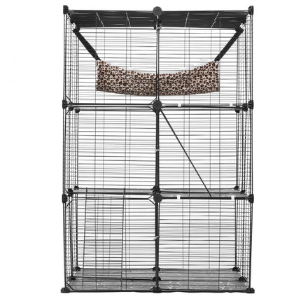 VEVOR 3-laags kattenkooi kattenbehuizing metalen draadkooi 711x711x1041mm