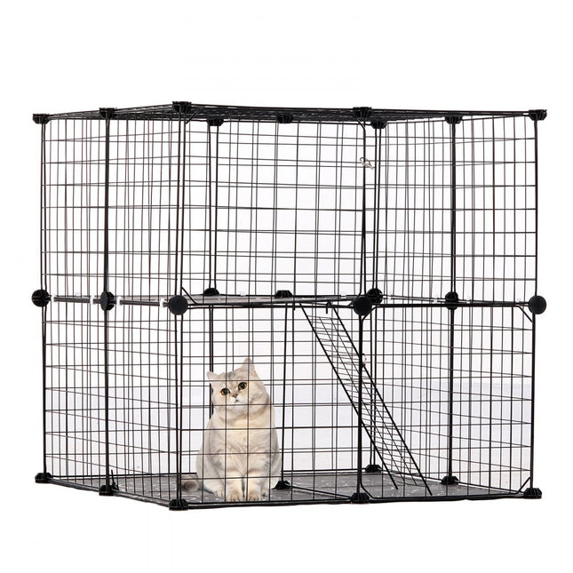VEVOR 2-laags kattenkooi kattenbehuizing metalen draadkooi 711x711x711mm