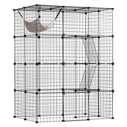 VEVOR 4-laags kattenkooi kattenbehuizing metalen draadkooi 1041x711x1397mm