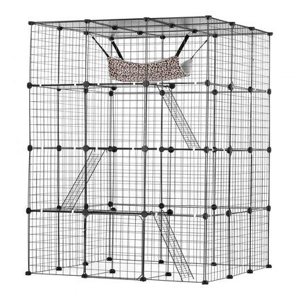 VEVOR 4-laags kattenkooi kattenbehuizing metalen draadkooi 1041x1041x1397mm