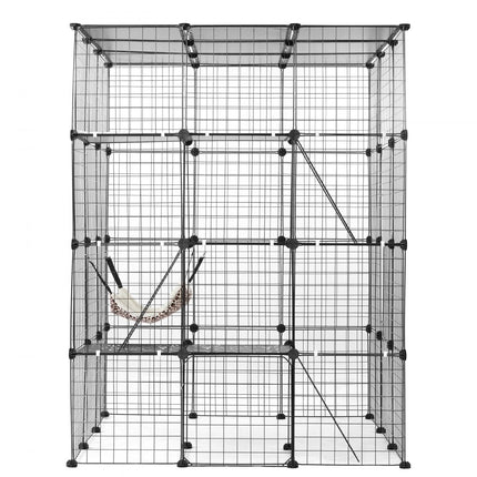 VEVOR 4-laags kattenkooi kattenbehuizing metalen draadkooi 1041x1041x1397mm