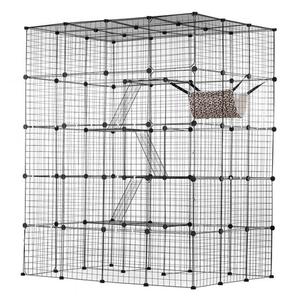 VEVOR 4-laags kattenkooi kattenbehuizing metalen draadkooi 1371x1041x1754mm