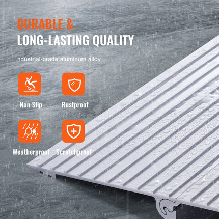 VEVOR Instaphelling 12" x 34" x 2" Rolstoelhelling 800 lbs Laadvermogen Toegangshelling van aluminiumlegering Stoeprand Modulair ontwerp Drempelhelling Antislip aluminium oprit