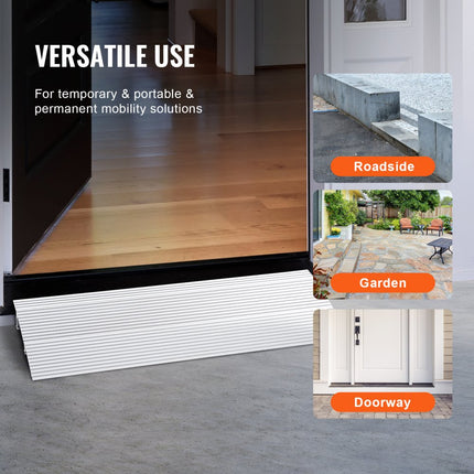VEVOR Instaphelling 12" x 34" x 2" Rolstoelhelling 800 lbs Laadvermogen Toegangshelling van aluminiumlegering Stoeprand Modulair ontwerp Drempelhelling Antislip aluminium oprit