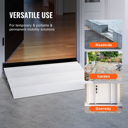 VEVOR Deurdrempel, 3" Hoogte, 800 lbs Laadvermogen Deuroprit voor rolstoelen, Aluminium Instaplijst, Verstelbare Modulaire Dorpeloprit voor rolstoelen, scooters, elektrische rolstoelen