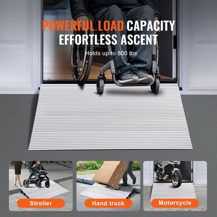 VEVOR Instaphelling 22" x 34" x 4" Rolstoelhelling 800 lbs Laadvermogen Toegangshelling van aluminiumlegering Stoeprand Modulair ontwerp Drempelhelling Antislip aluminium oprit