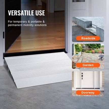 VEVOR Instaphelling 22" x 34" x 4" Rolstoelhelling 800 lbs Laadvermogen Toegangshelling van aluminiumlegering Stoeprand Modulair ontwerp Drempelhelling Antislip aluminium oprit