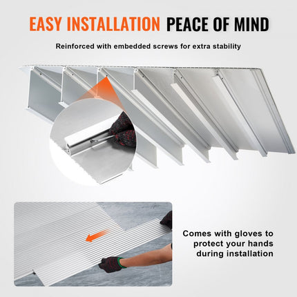 VEVOR Instaphelling 27" x 34" x 6" Rolstoelhelling 800 lbs Draagvermogen Toegangshelling van aluminiumlegering Stoeprand Modulair ontwerp Drempelhelling Antislip aluminium oprit