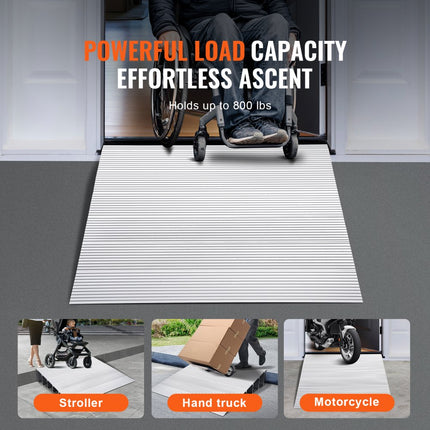 VEVOR Instaphelling 27" x 34" x 6" Rolstoelhelling 800 lbs Draagvermogen Toegangshelling van aluminiumlegering Stoeprand Modulair ontwerp Drempelhelling Antislip aluminium oprit