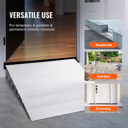 VEVOR Instaphelling 27" x 34" x 6" Rolstoelhelling 800 lbs Draagvermogen Toegangshelling van aluminiumlegering Stoeprand Modulair ontwerp Drempelhelling Antislip aluminium oprit