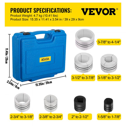 VEVOR hydraulische uitlaatpijpexpander maat 1-5/8"-4-1/4", 10T handmatige hydraulische pijpexpander met 4 matrijzen en 2 opbergkoffers voor koperen en aluminium buizen in autoreparatie