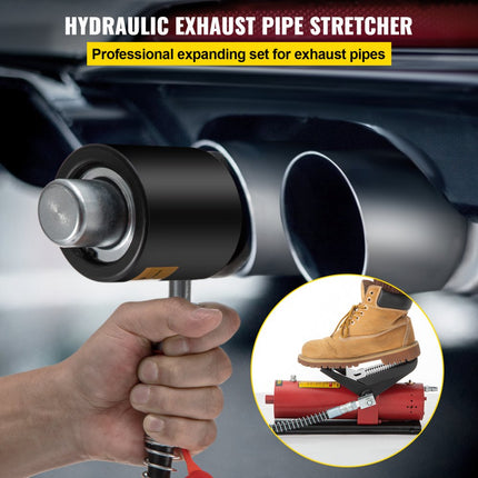 VEVOR hydraulische uitlaatpijpexpander maat 1-5/8" tot 4-1/4", 10T pedaalpomp inbegrepen met 4 matrijzen, 2 opbergkoffers voor koperen aluminium pijpen in autoreparatie