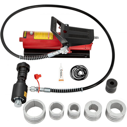 VEVOR hydraulische uitlaatpijpexpander maat 1-5/8" tot 4-1/4", 10T pedaalpomp inbegrepen met 4 matrijzen, 2 opbergkoffers voor koperen aluminium pijpen in autoreparatie