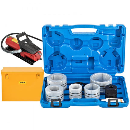 VEVOR hydraulische uitlaatpijpexpander maat 1-5/8" tot 4-1/4", 10T pedaalpomp inbegrepen met 4 matrijzen, 2 opbergkoffers voor koperen aluminium pijpen in autoreparatie