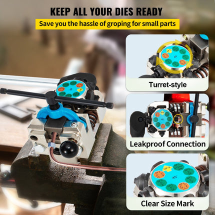 VEVOR remleiding felsgereedschap, 45 graden enkel-, dubbel- en bubbelfels voor buismaten van 3/16", 1/4", 5/16" en 3/8", geschikt voor zachtmetalen of koperen buizen