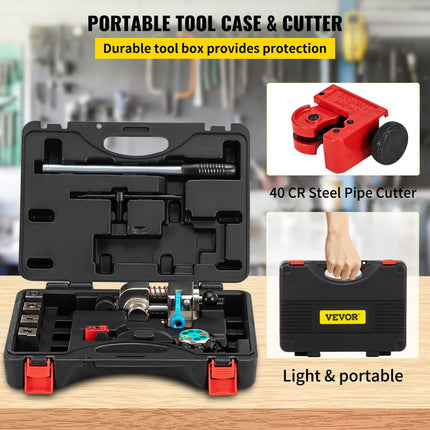 VEVOR remleiding felsgereedschap, 45 graden enkel-, dubbel- en bubbelfels voor buismaten van 3/16", 1/4", 5/16" en 3/8", geschikt voor zachtmetalen of koperen buizen