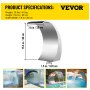 VEVOR zwembadwatervalfontein waterfontein 40x20cm zilveren zwembadfontein voor inbouwzwembaden watervallen tuin buiten transparante vijverwaterpartij