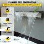 VEVOR Waterval Fountain 23,6 x 4,5 x 3,1 zwembadfonteinset Roestvrijstalen watervaltuin Binnenshuis Buiten Duurzaam