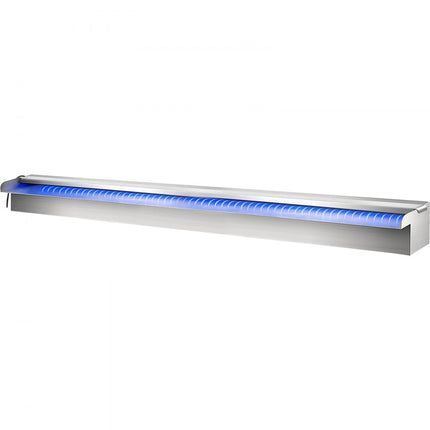 VEVOR Zwembadwatervalspiller, 90 x 11,5 x 8 cm, roestvrijstalen zwembadwaterornament met kleurrijke LED-strip, slangaansluiting, afstandsbediening, corrosiebestendige fontein voor vijverzwembad